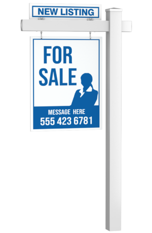 EverPost White Vinyl Power Stake Signpost with Gothic Caps (2Pk)